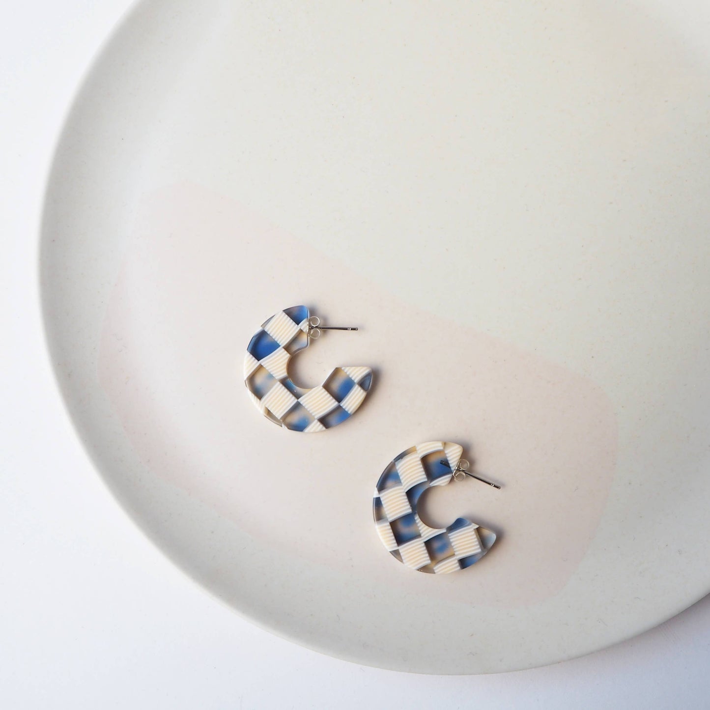 Custom Made - Ocean Checker Hoop Earrings