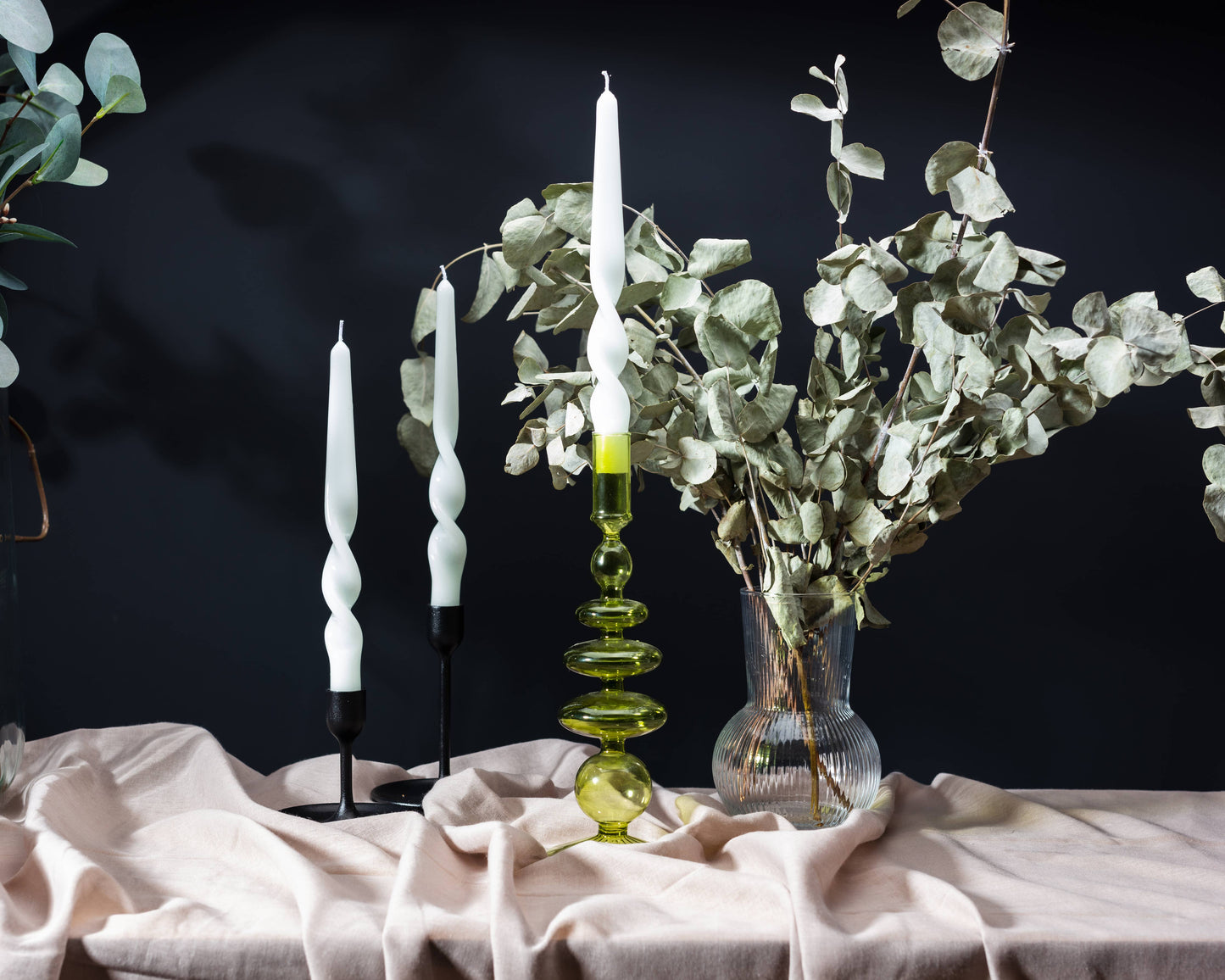 TWIST TAPER CANDLES SET OF 3 | WHITE | MÆGEN