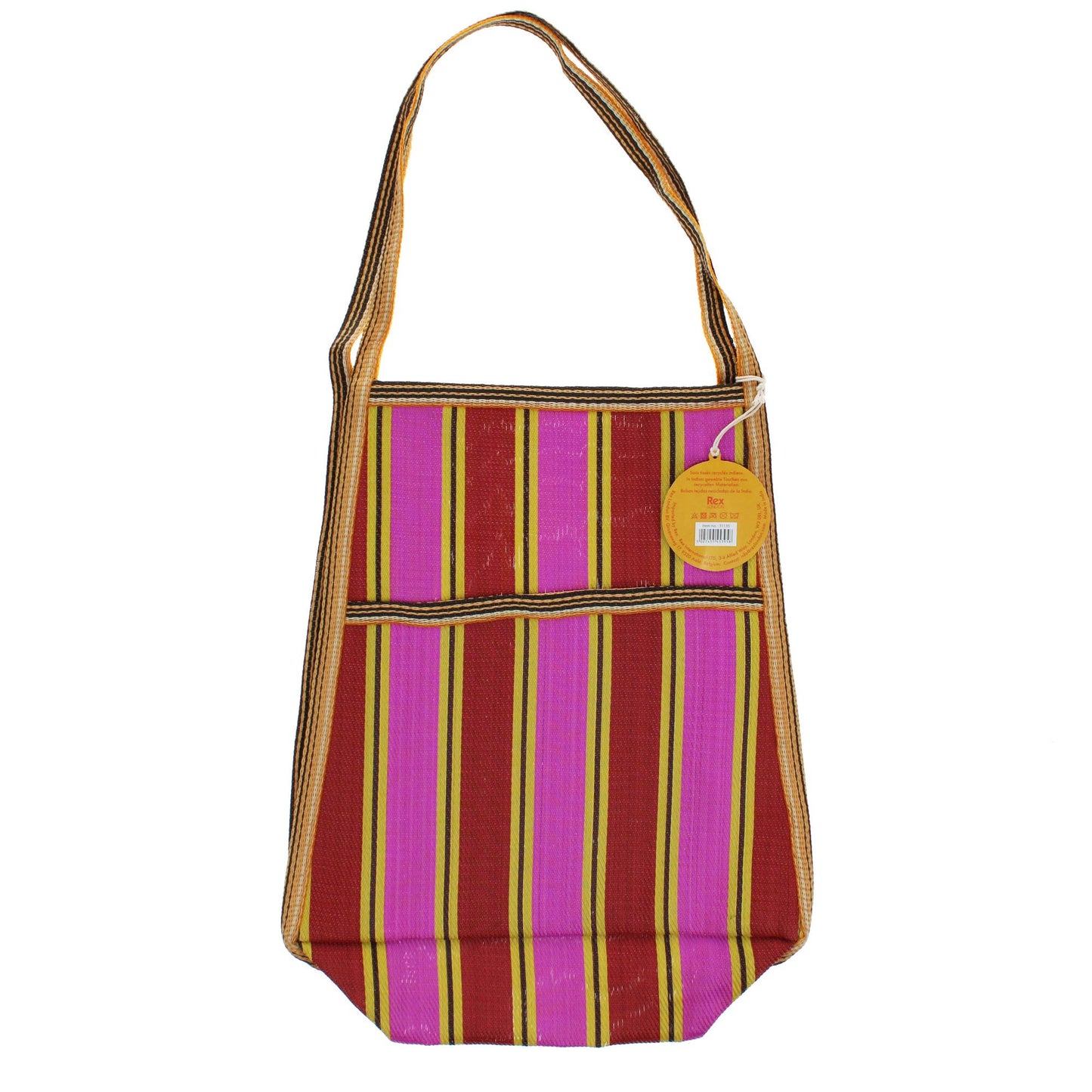 Rex London UK - Recycled woven bag with side pocket - Yellow, pink, red