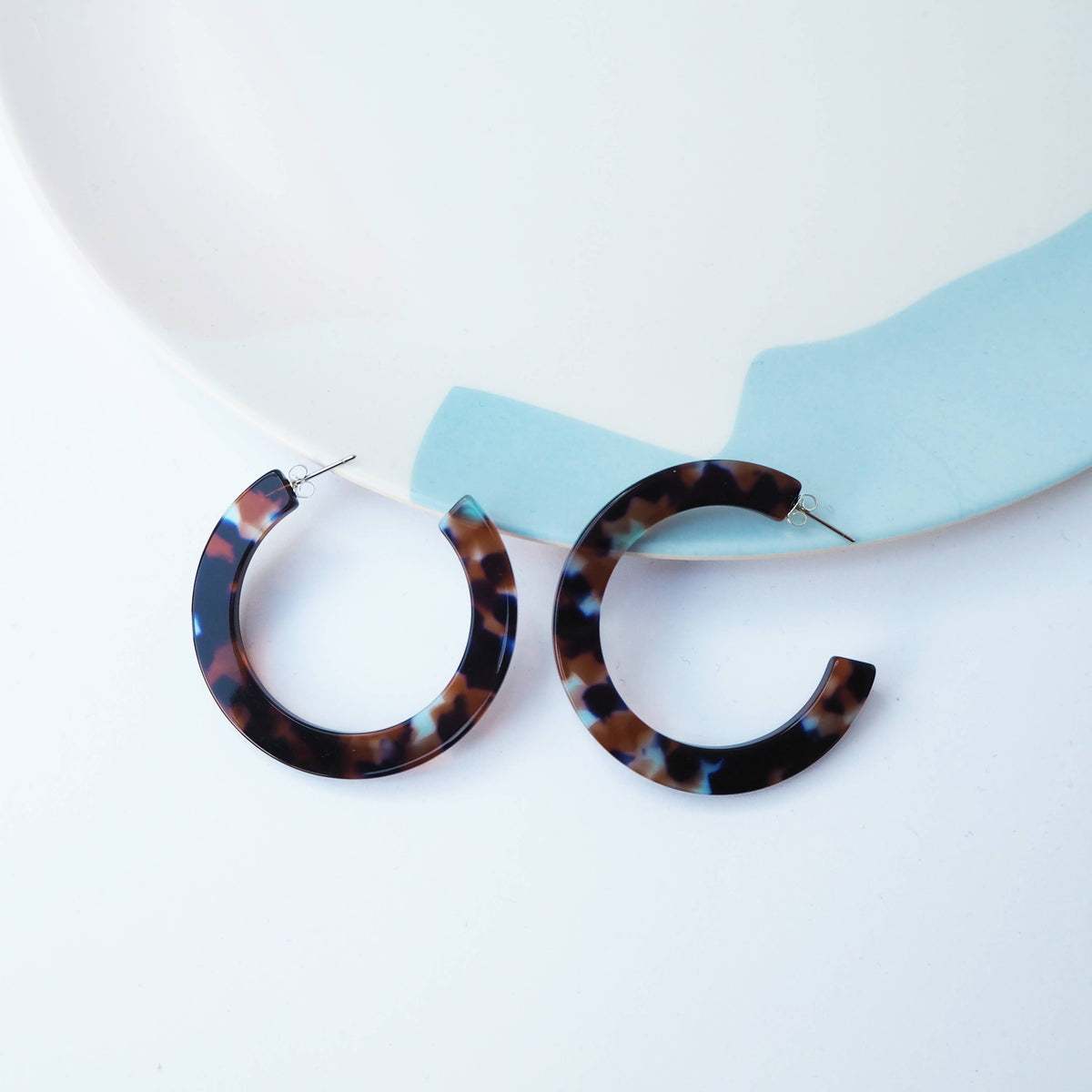 Custom Made - Coral Statement Large Acetate Resin Hoop Earrings