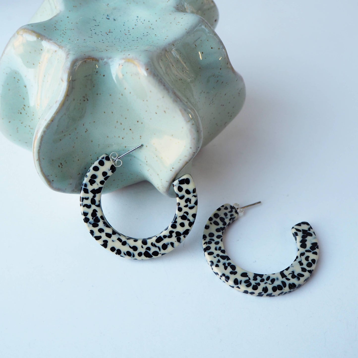 Custom Made - Marble Terrazzo Midi Hoop Earrings
