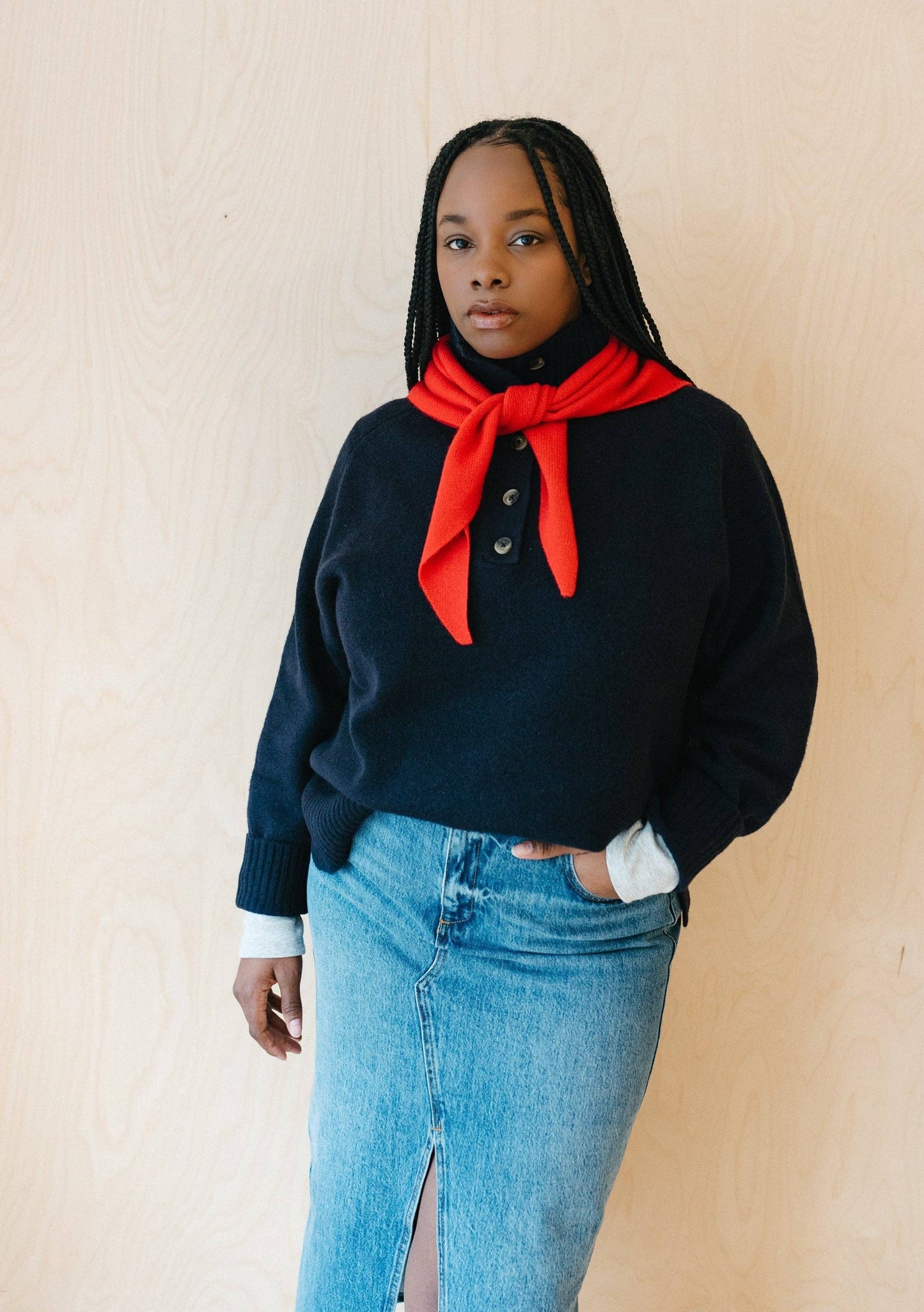 TBCo - Merino Triangle Scarf in Red