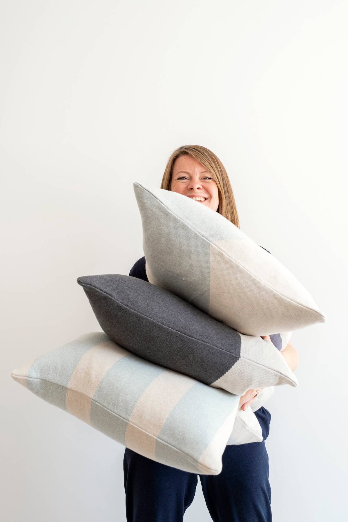 COTTON KNIT PILLOW/ CUSHION | FORM BLUE & AQUA | SOPHIE HOME