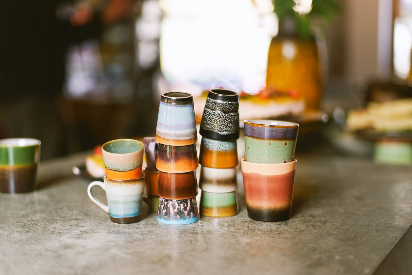 HKLIVING | 70s CERAMICS COFFEE MUGS | SET OF 6 | GROUNDING