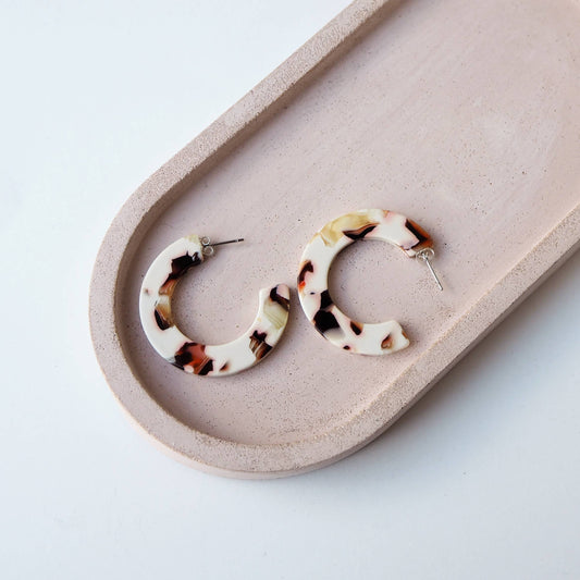 Custom Made - Cocoa Marble Midi Hoop Earrings