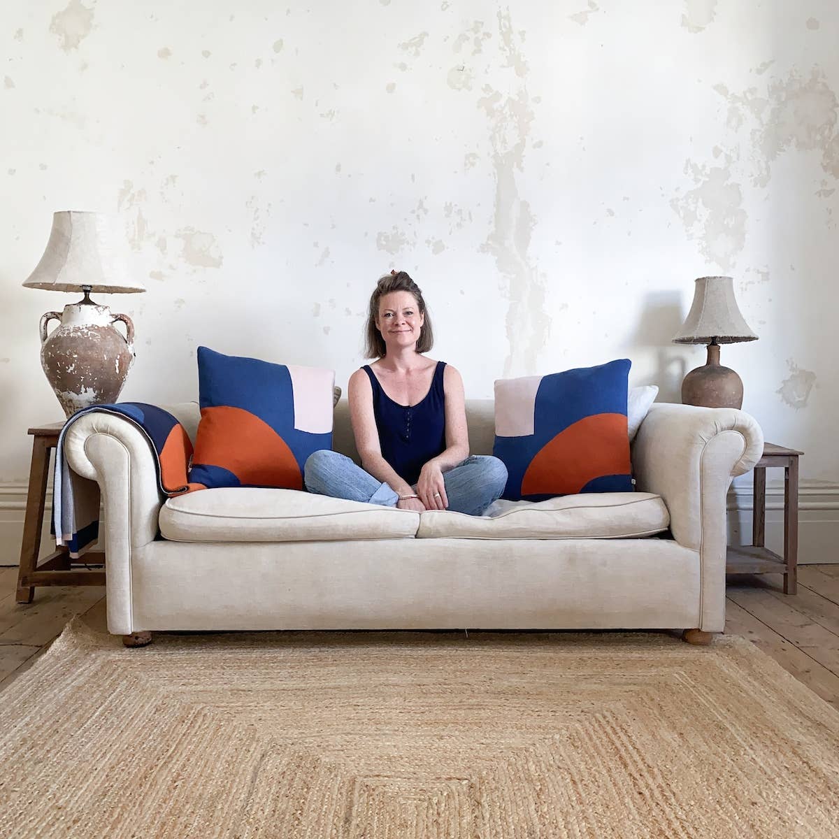 COTTON KNIT CUSHION | ILO BLUE | SOPHIE HOME
