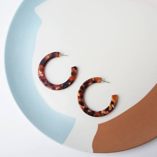 Custom Made - Rosa Tortoiseshell Statement Hoop Earrings