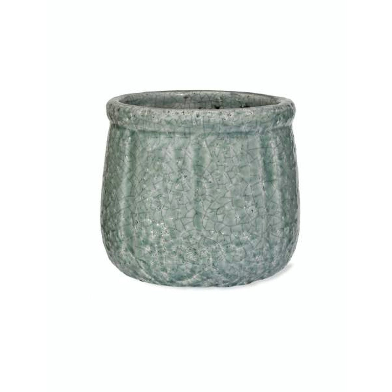 AQUA CERAMIC MINORITY POT | CRACKLE GLAZE | GARDEN TRADING