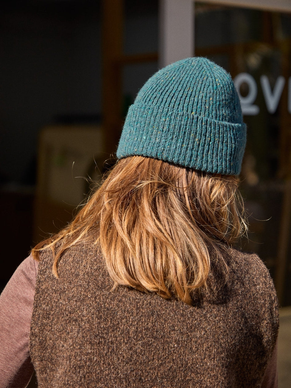 UNISEX DONEGAL BEANIE | TEAL FLECK | ROVE KNITWEAR
