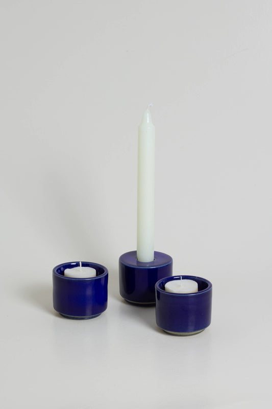 MODULAR CANDLE HOLDER | BLUE GLAZED | O CACTUU