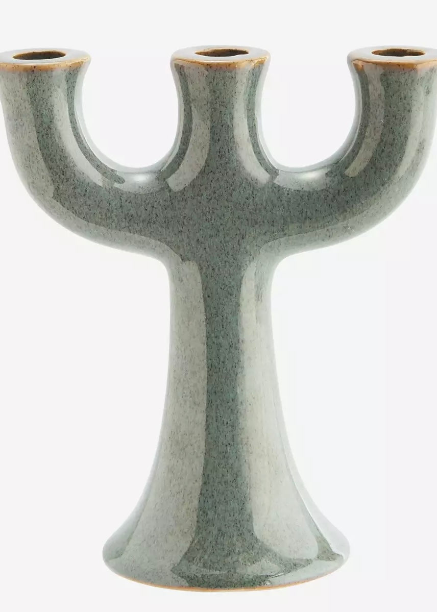 STONEWARE CANDLE HOLDER | GREEN | MADAM STOLTZ