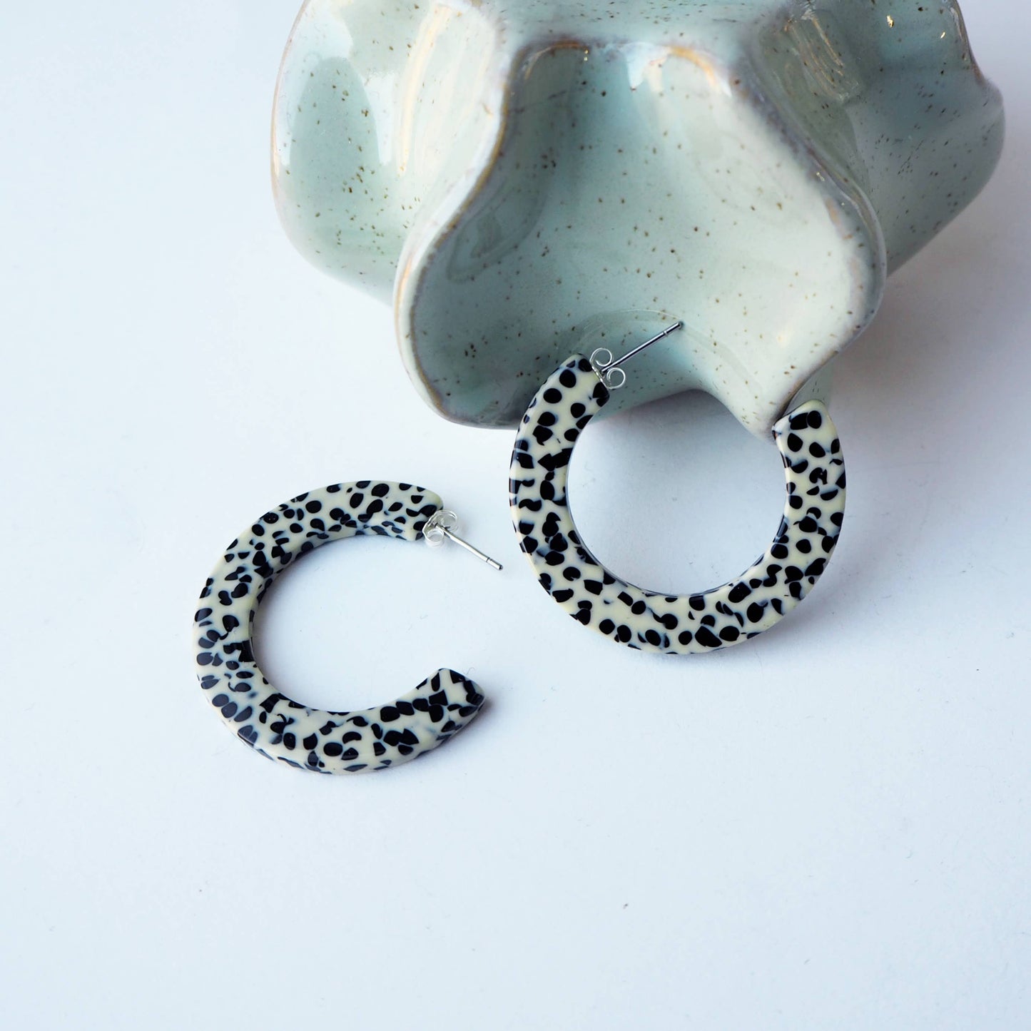 Custom Made - Marble Terrazzo Midi Hoop Earrings