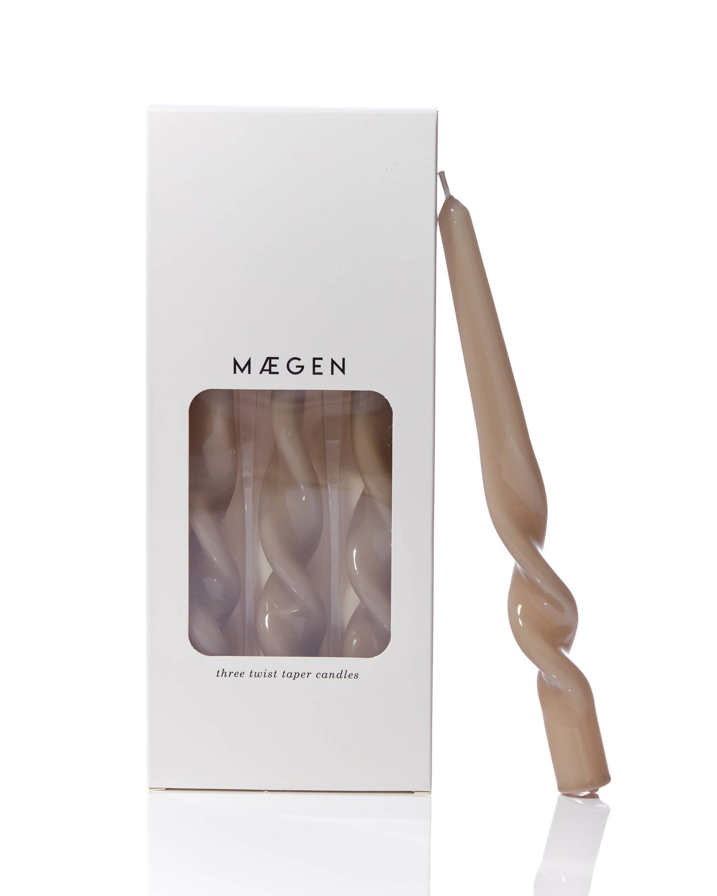 TWIST TAPER CANDLES SET OF 3 | MINK | MÆGEN