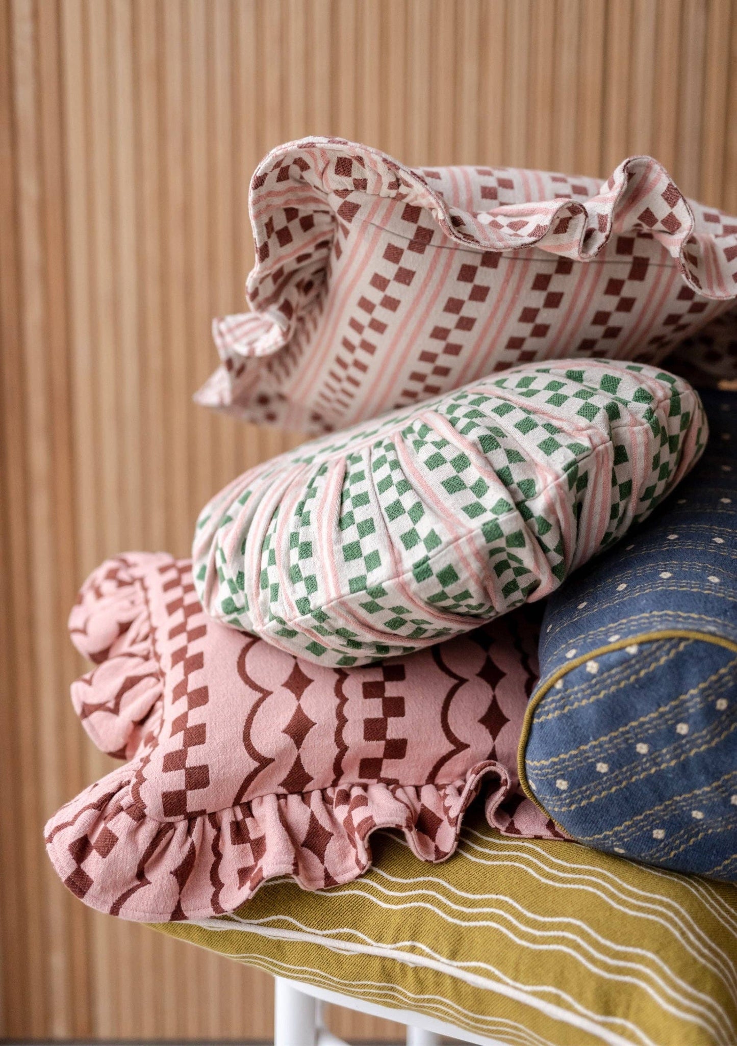TBCo - Cotton Cushion Cover in Navy Ruffle