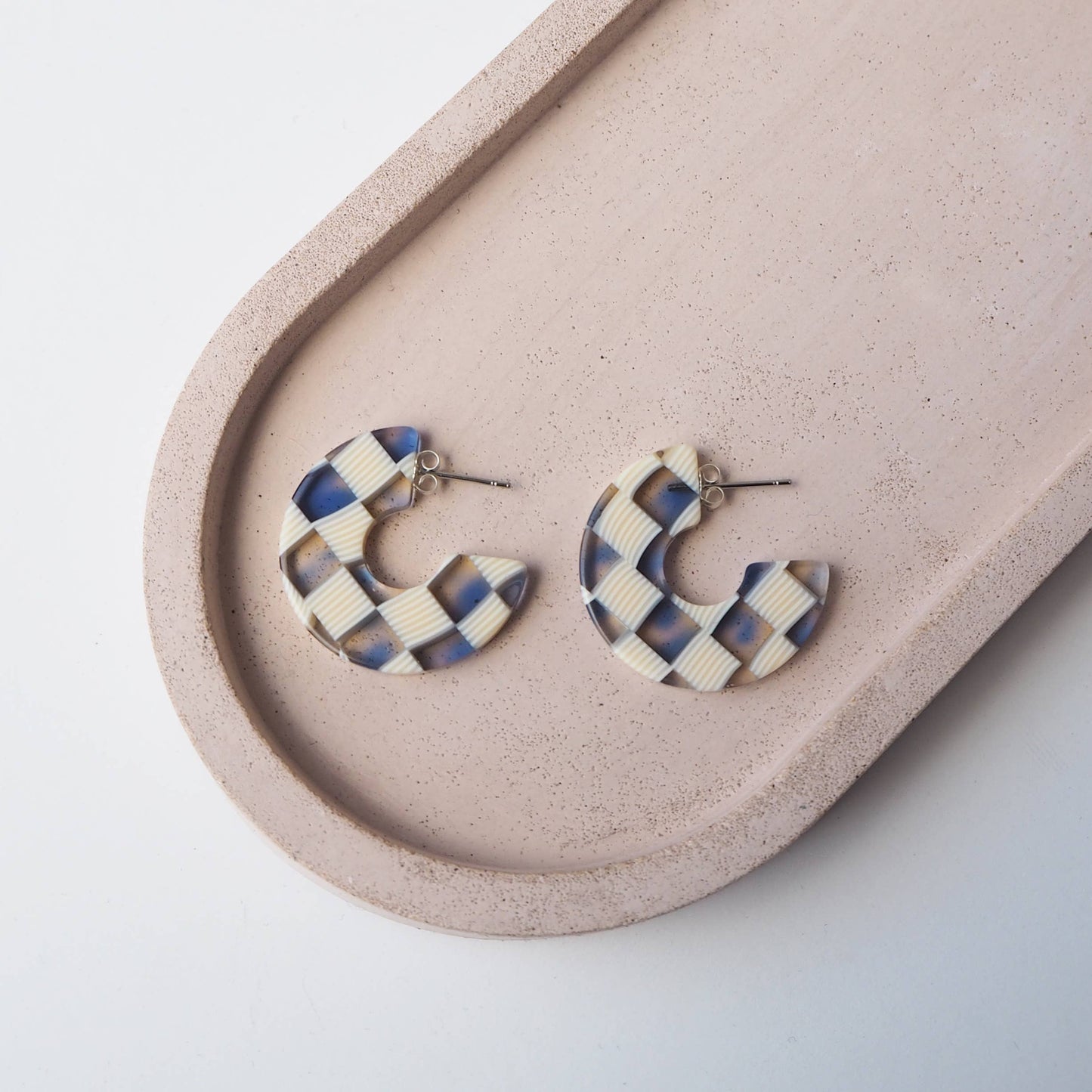 Custom Made - Ocean Checker Hoop Earrings