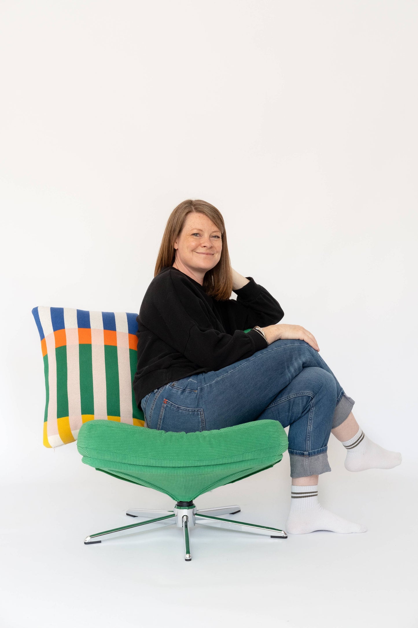 Sophie Home Ltd - Cotton Knit Throw Pillow/Cushion Cover: Studie Cobalt