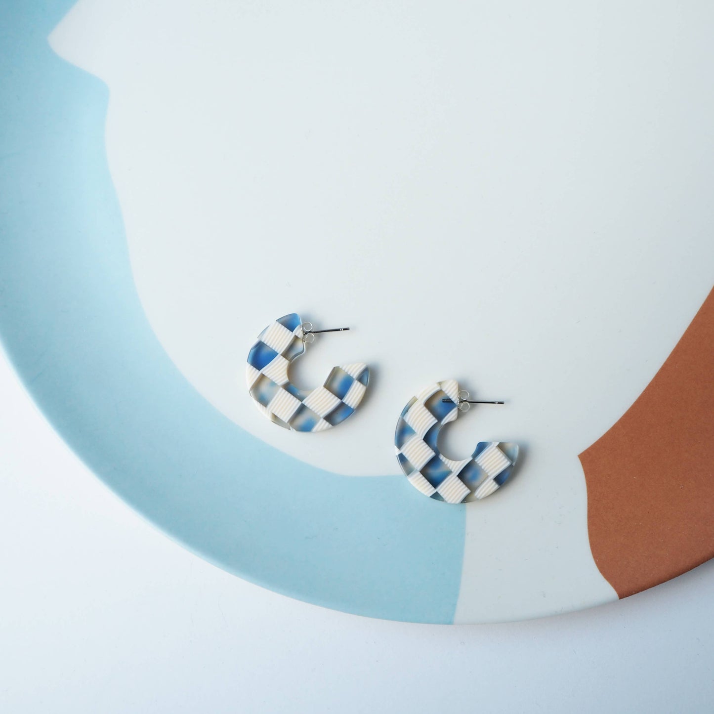Custom Made - Ocean Checker Hoop Earrings