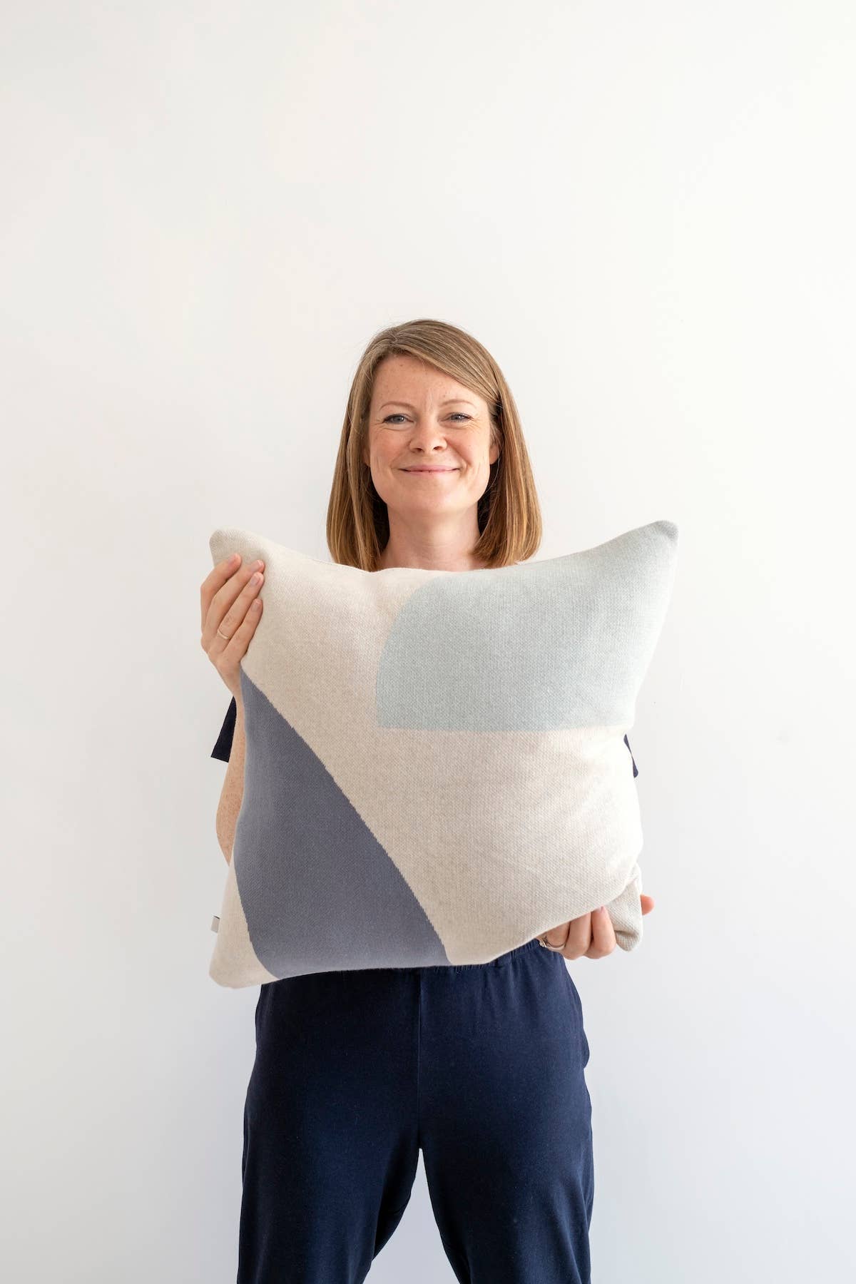 COTTON KNIT PILLOW/ CUSHION | FORM BLUE & AQUA | SOPHIE HOME