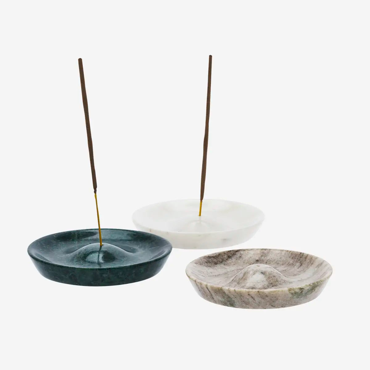ROUND MARBLE INCENSE HOLDER | DARK GREEN | MADAM STOLTZ