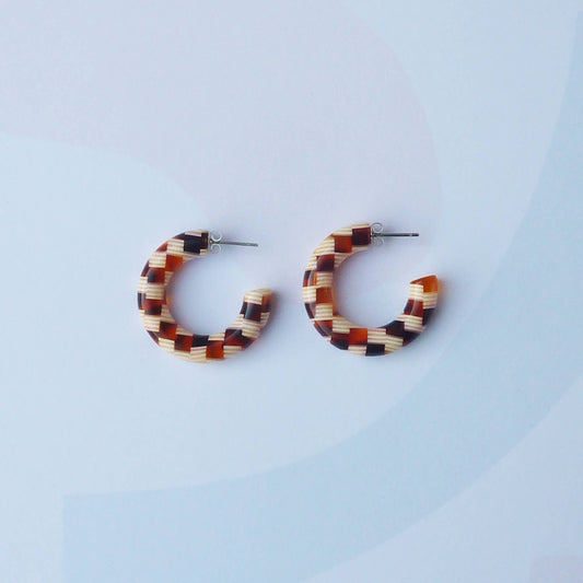 Custom Made - Honey Checker Hoop Earrings