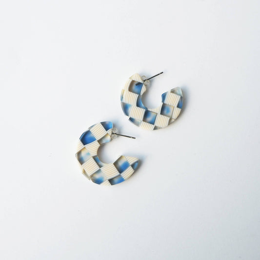 Custom Made - Ocean Checker Hoop Earrings
