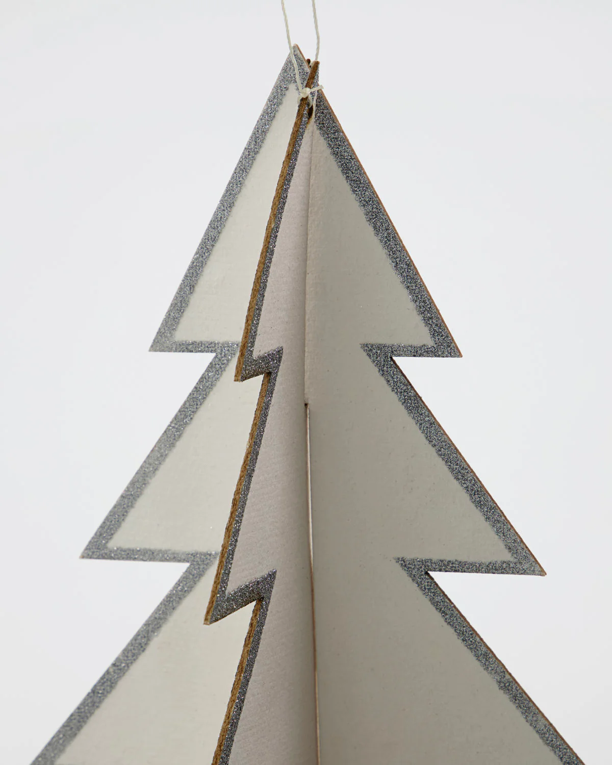 Paper Tree Christmas Decorations Set of 2 | white + silver