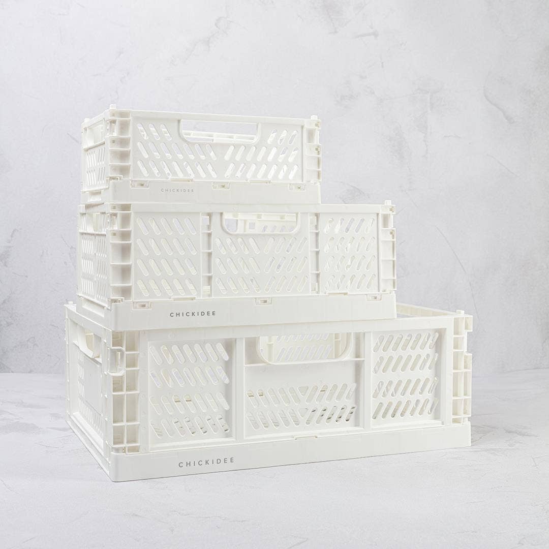 MINI FOLDING STORAGE CRATE | WHITE | CHICKIDEE