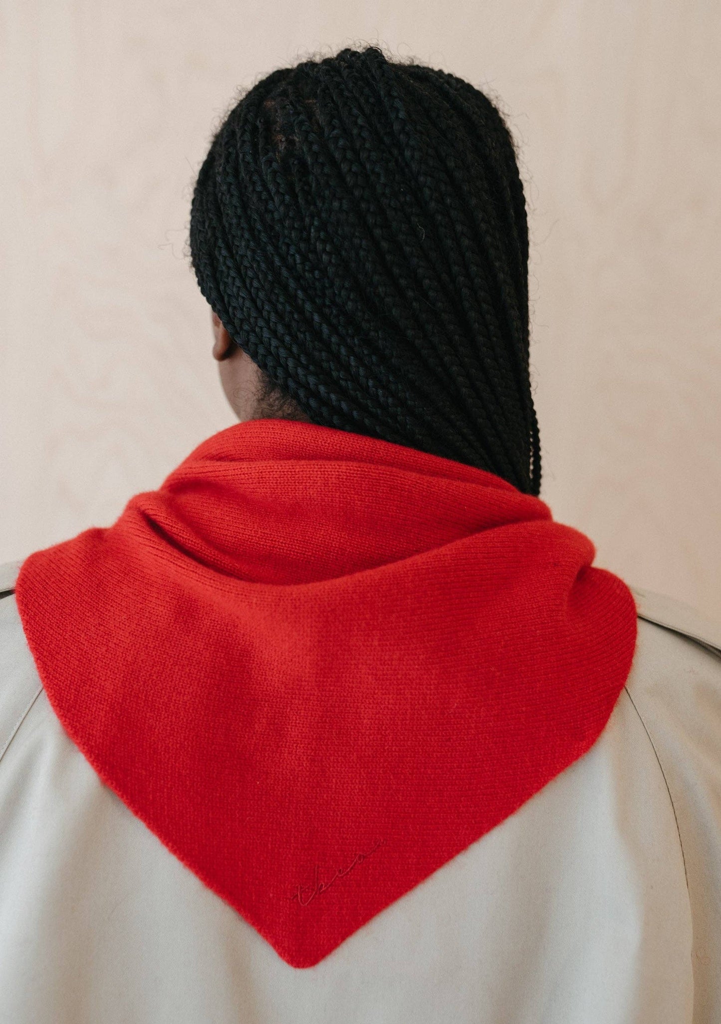 TBCo - Merino Triangle Scarf in Red