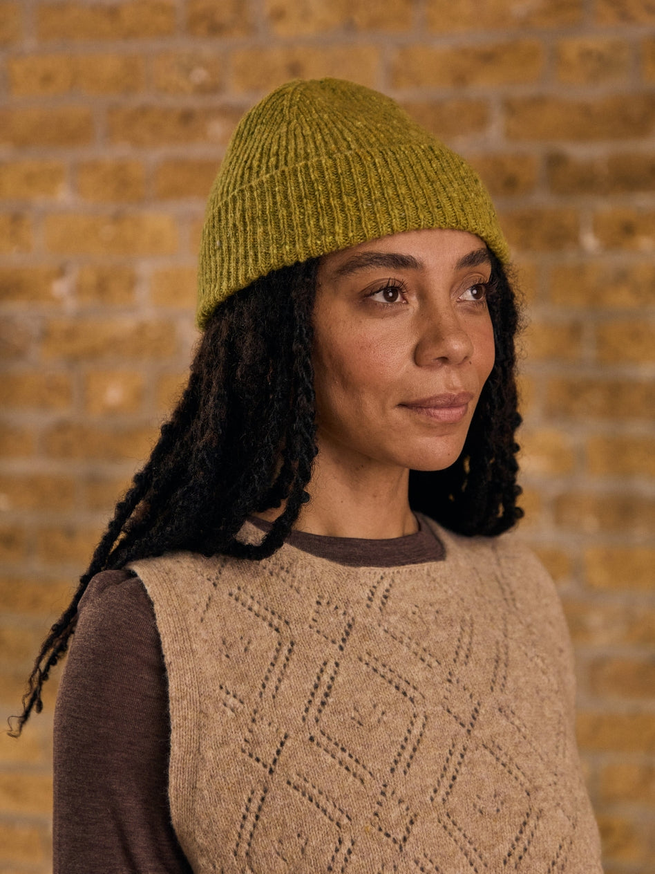 UNISEX DONEGAL BEANIE | LIME | ROVE KNITWEAR