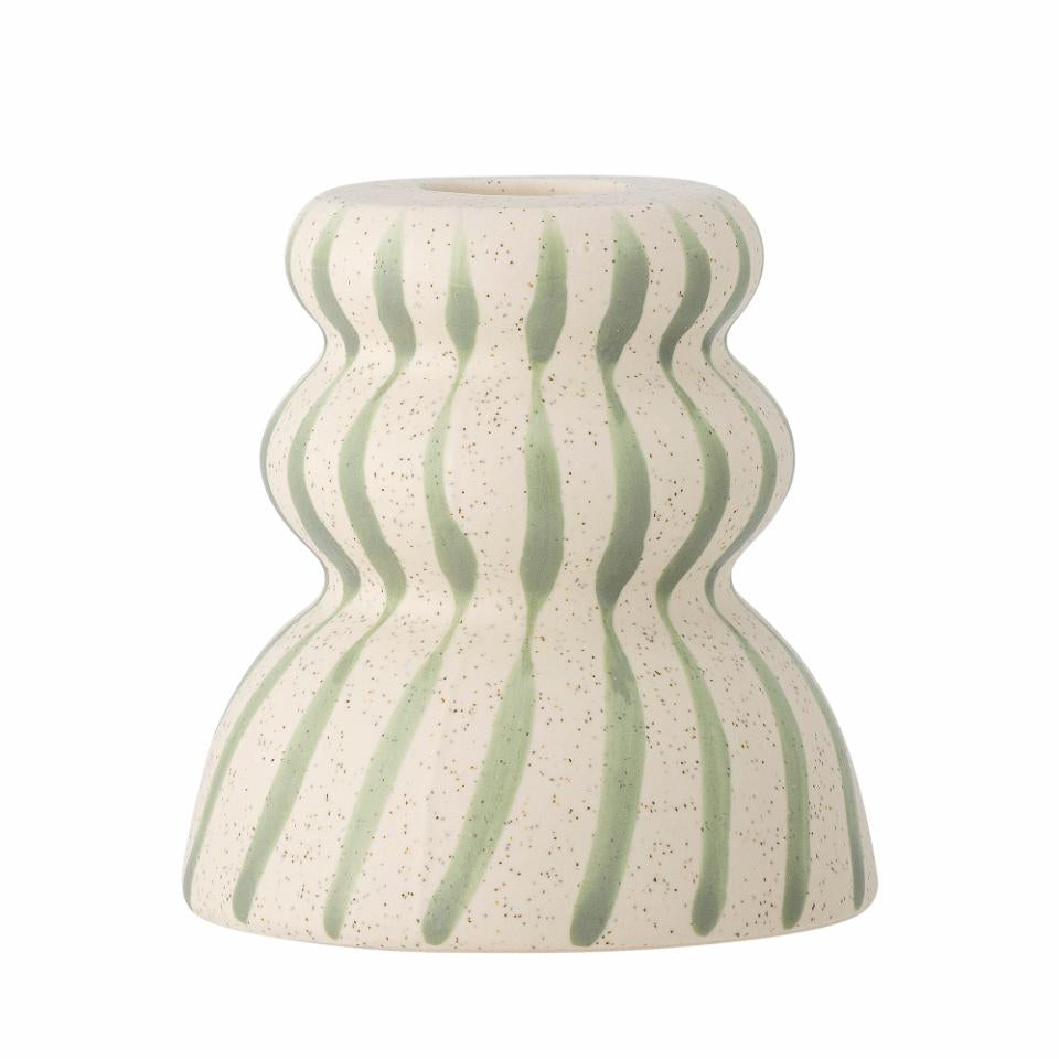 GABIN CANDLE HOLDER | GREEN | STONEWARE | BLOOMINGVILLE