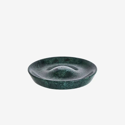 ROUND MARBLE INCENSE HOLDER | DARK GREEN | MADAM STOLTZ