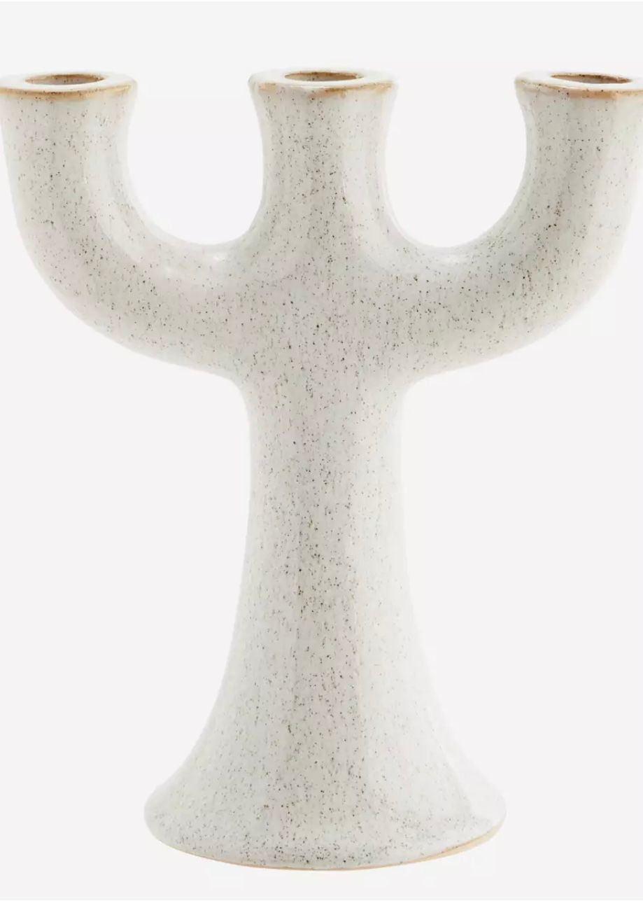 STONEWARE CANDLE HOLDER | WHITE | MADAM STOLTZ