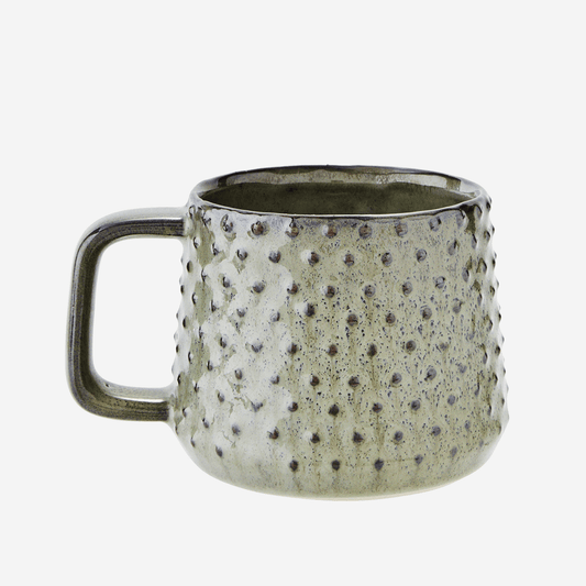 (STONEWARE MUG | W/ DOTS | GREEN | MADAM STOLTZ