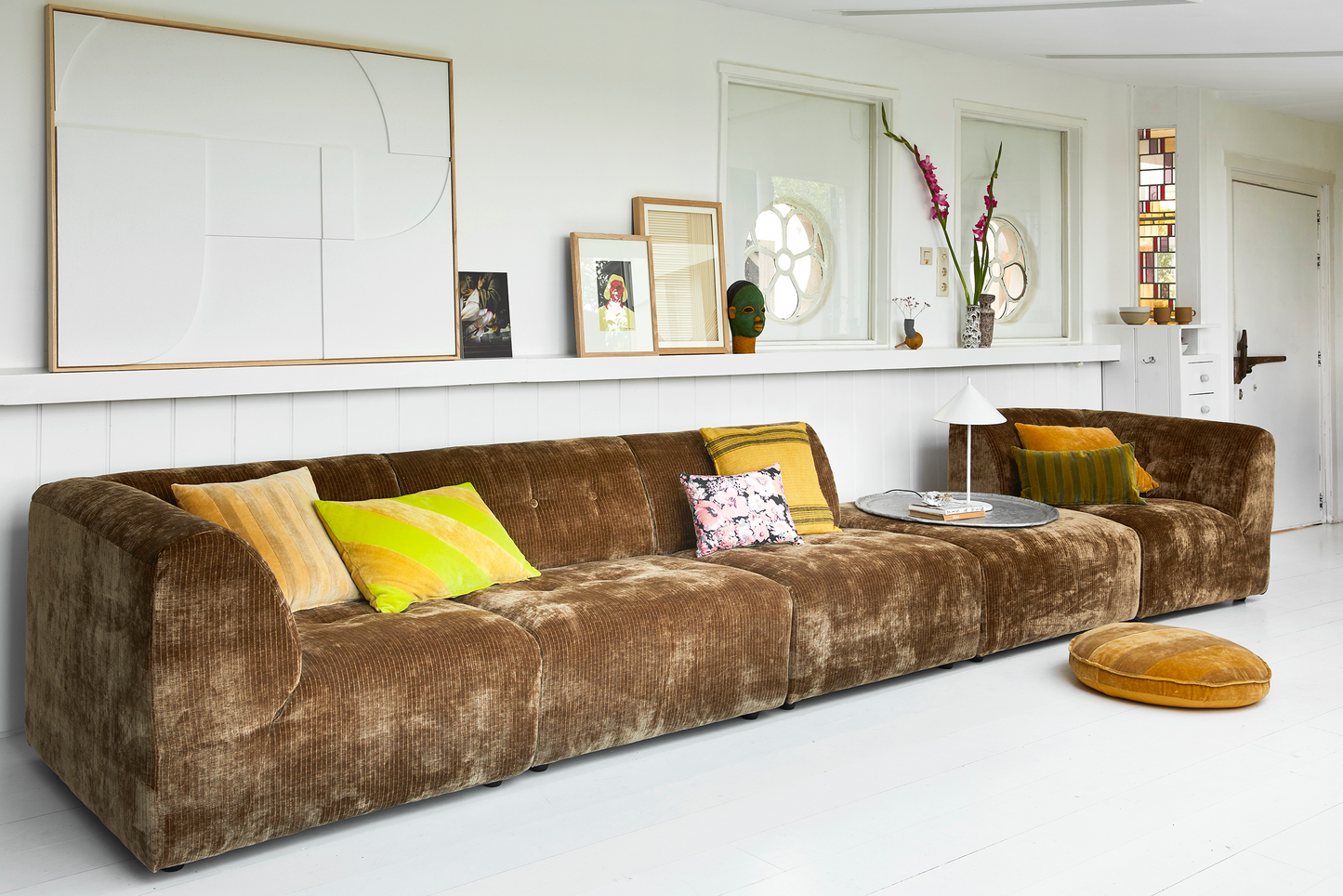 HKLIVING | STRIPED VELVET CUSHION | YELLOW & GREEN