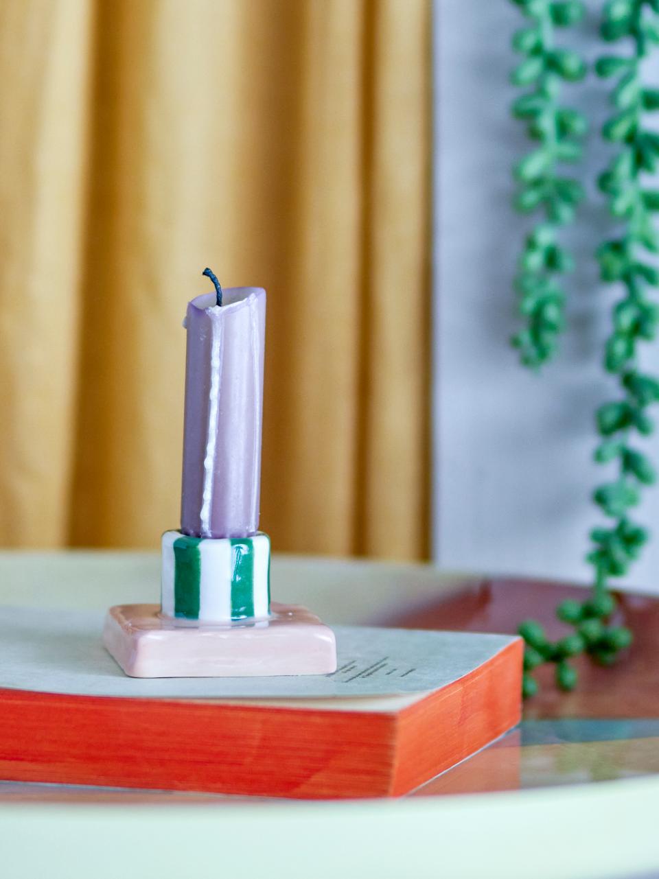 TACANA CANDLE HOLDER |GREEN |STONEWARE | BLOOMINGVILLE