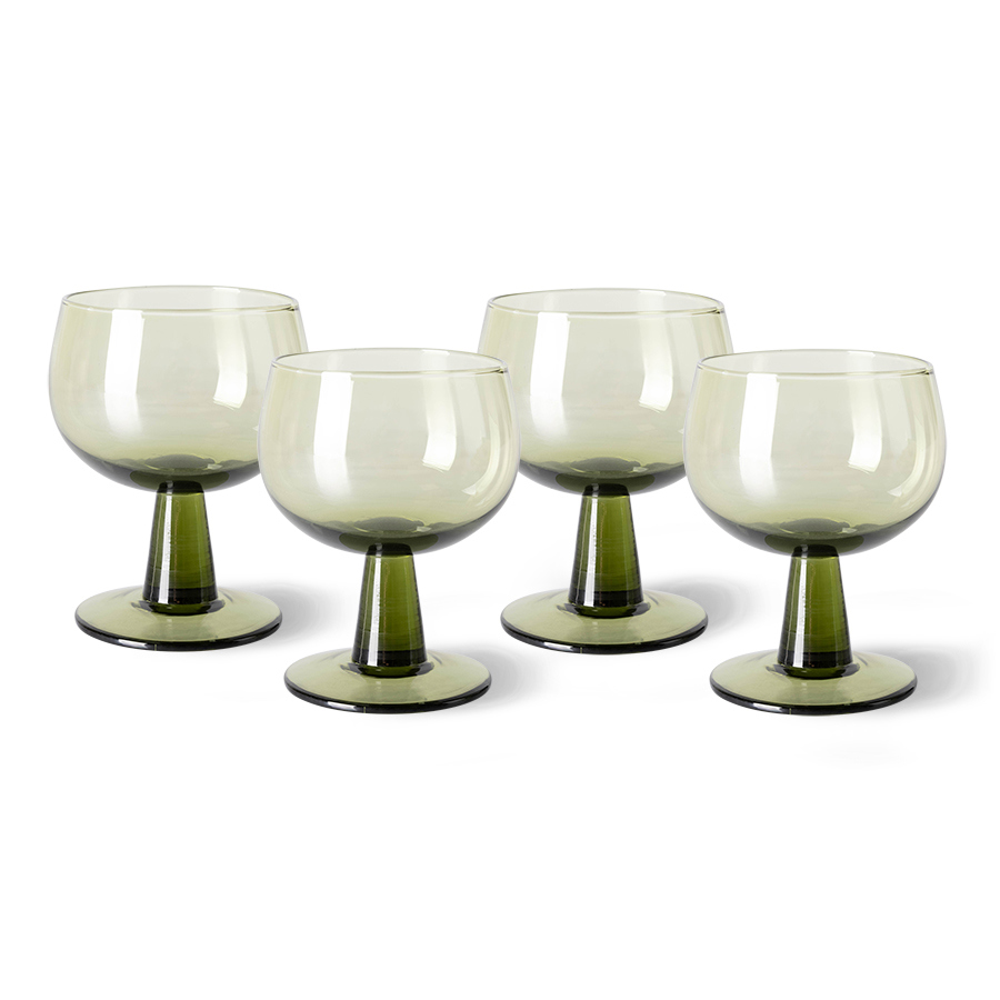 HKLIVING | THE EMERALDS | WINE GLASS LOW | OLIVE GREEN