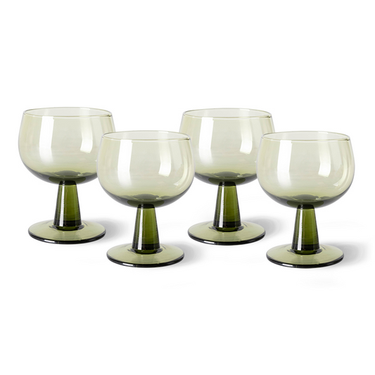 HKLIVING | THE EMERALDS | WINE GLASS LOW | OLIVE GREEN