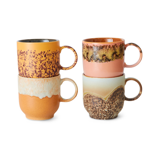 HKLIVING | 70s CERAMICS | CAFE MUGS | SET OF 4 | CAPE