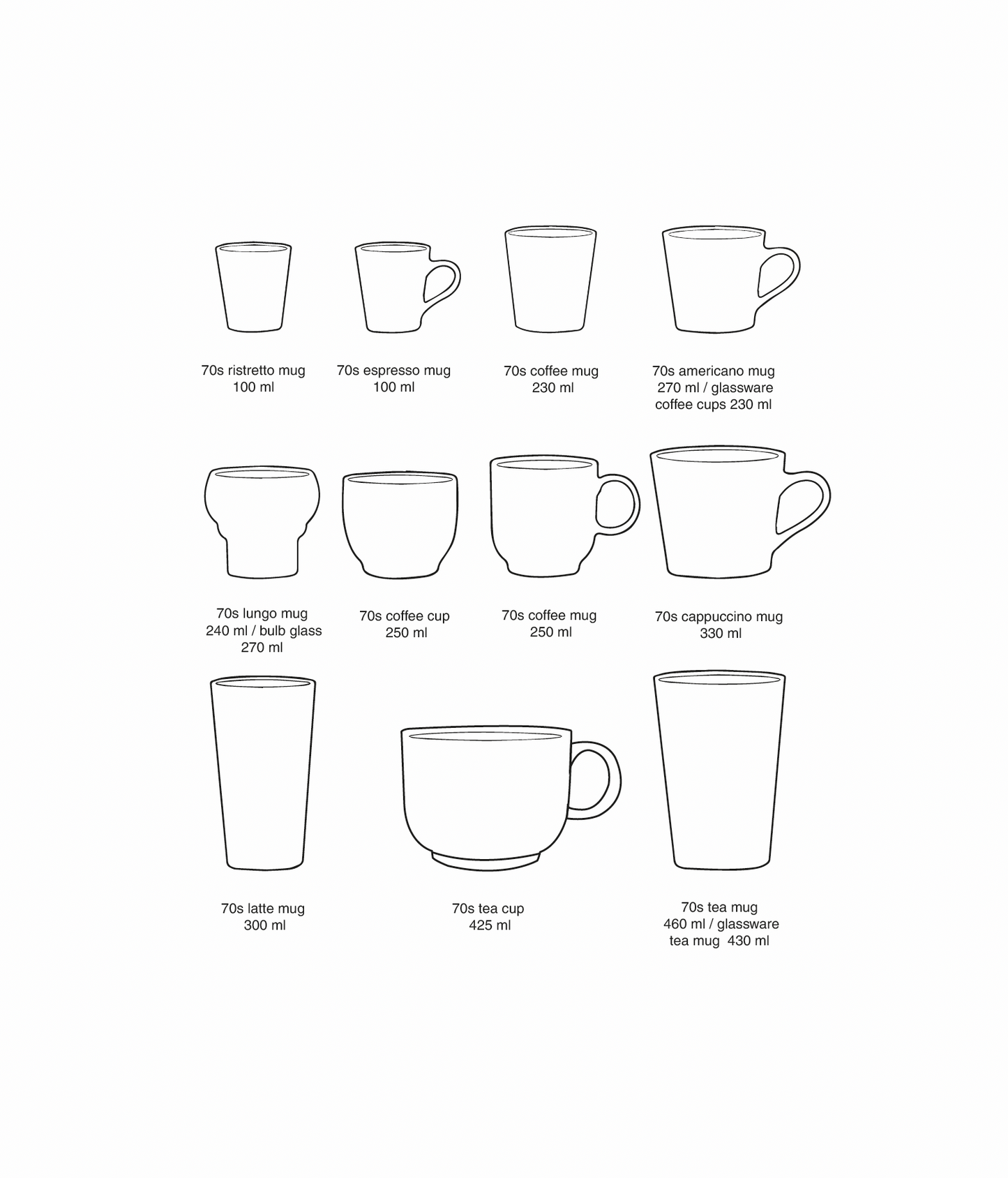 HKLIVING | 70s CERAMICS | CAFE MUGS | SET OF 4 | CAPE