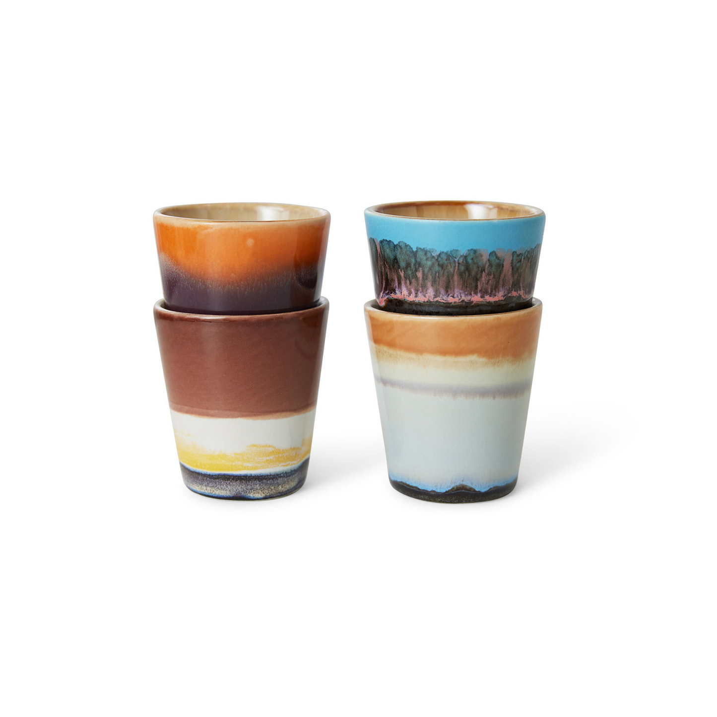 HKLINVING | 70s CERAMICS | RISTRETTO MUGS | SET OF 4 | SOLAR