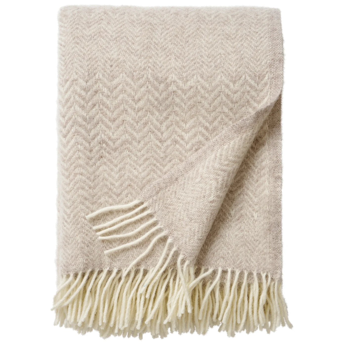 KLIPPAN |THROW | ZIGZAG| GRIEGE | 100% LAMBSWOOL