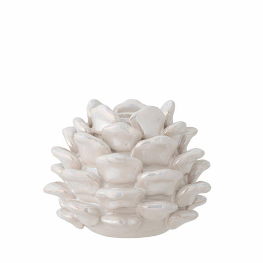 PINE CANDLE HOLDER | WHITE | STONEWARE | BLOOMINGVILLE