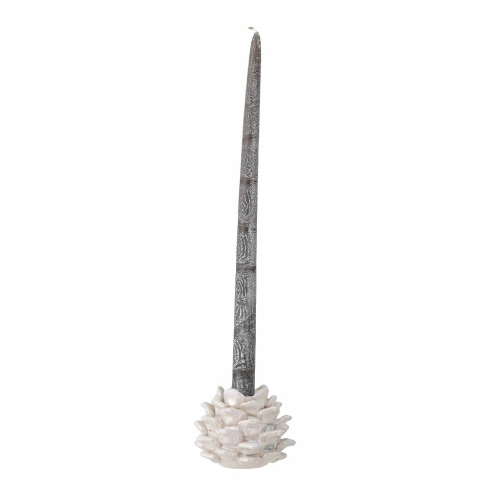 PINE CANDLE HOLDER | WHITE | STONEWARE | BLOOMINGVILLE