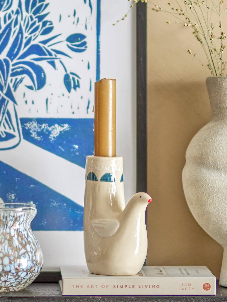 TRUDY CANDLE HOLDER | STONEWARE | WHITE | BLOOMINGVILLE