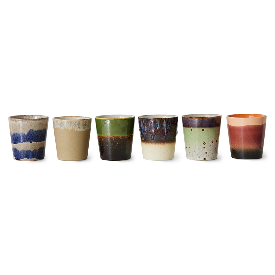 HKLIVING | 70s CERAMICS COFFEE MUGS | SET OF 6 | GROUNDING
