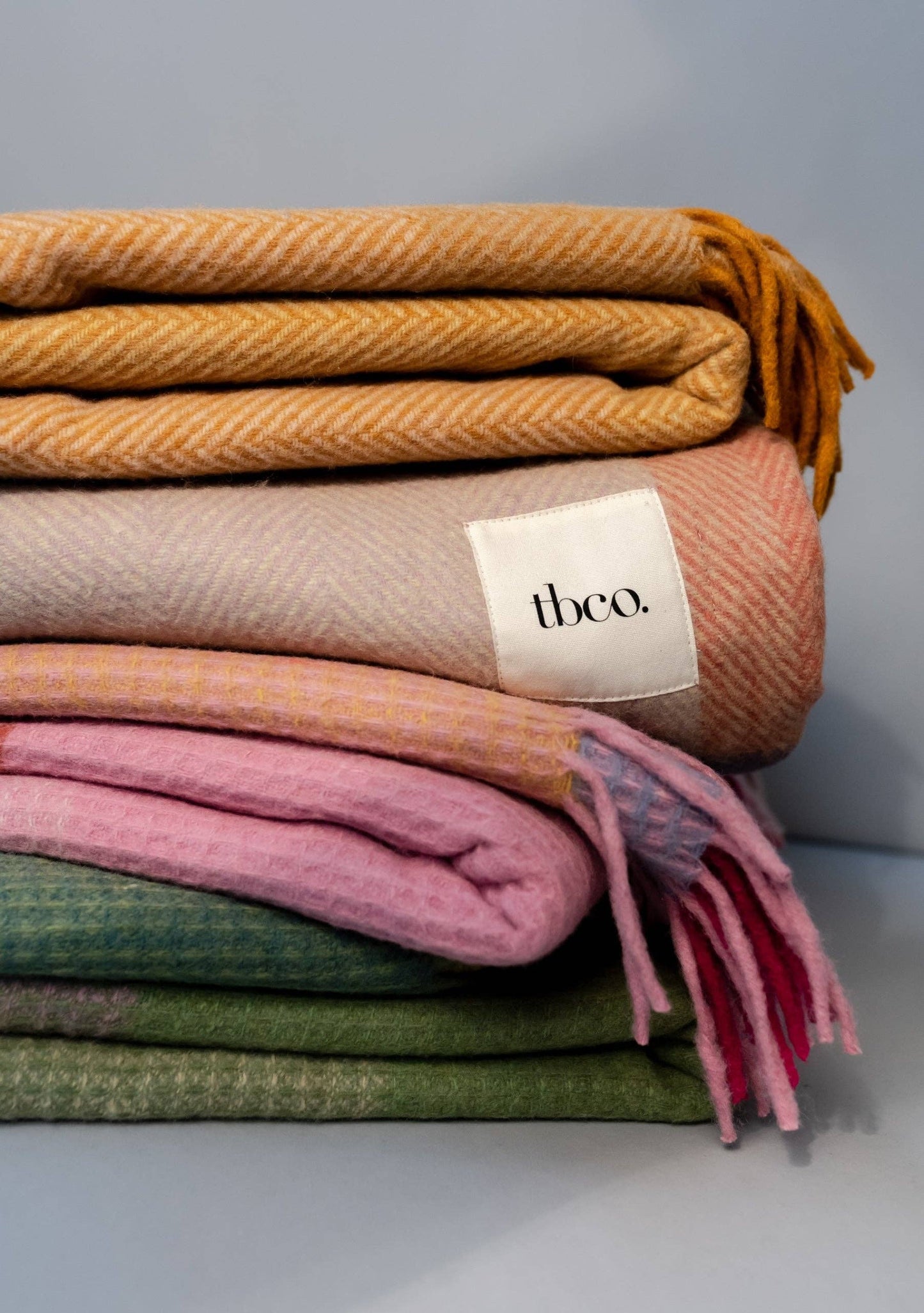 TBCo - Recycled Wool Blanket in Green Waffle Block