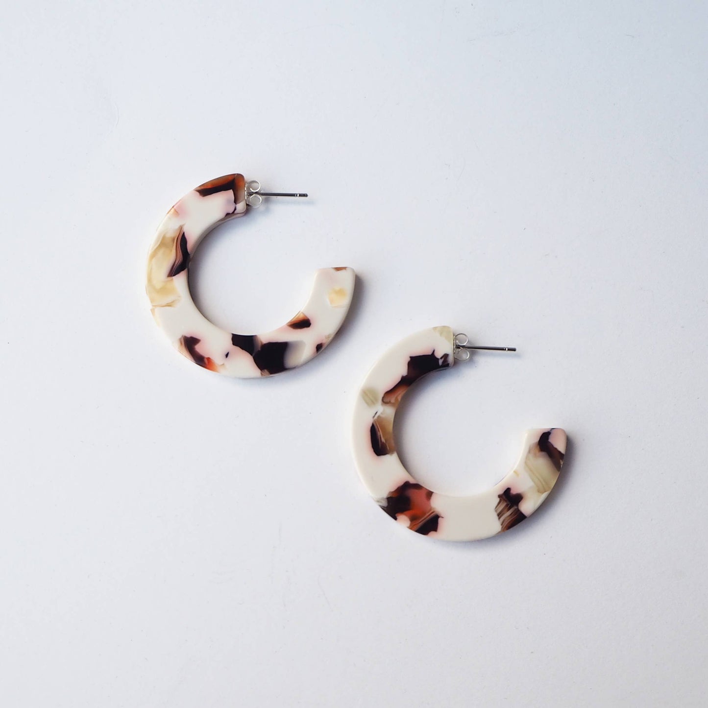 Custom Made - Cocoa Marble Midi Hoop Earrings