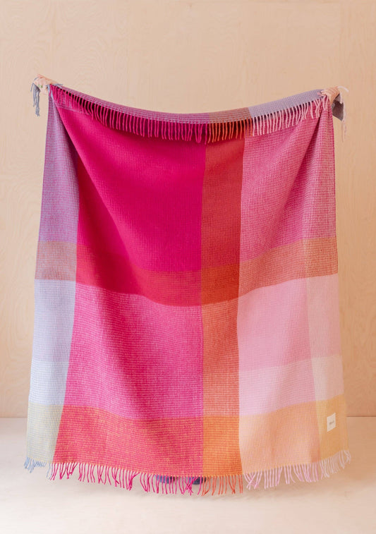 TBCo - Recycled Wool Blanket in Pink Waffle Block