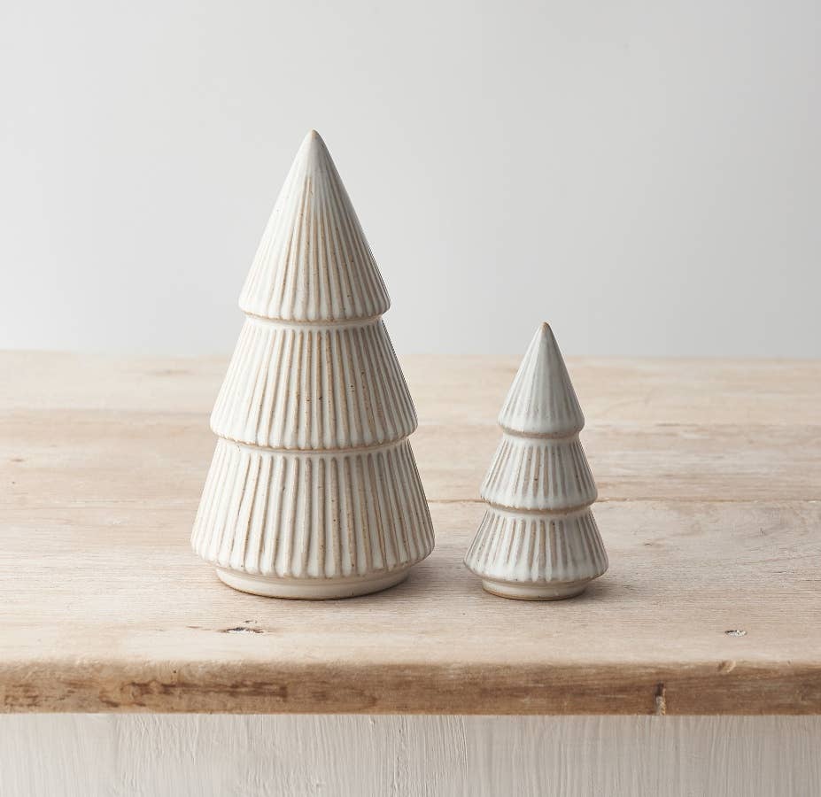 TREE ORNAMENT | RIBBED| CERAMIC | NATURAL COLOUR | 9.5CM