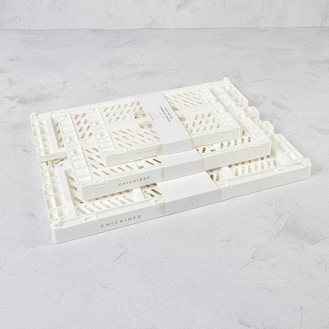 MINI FOLDING STORAGE CRATE | WHITE | CHICKIDEE